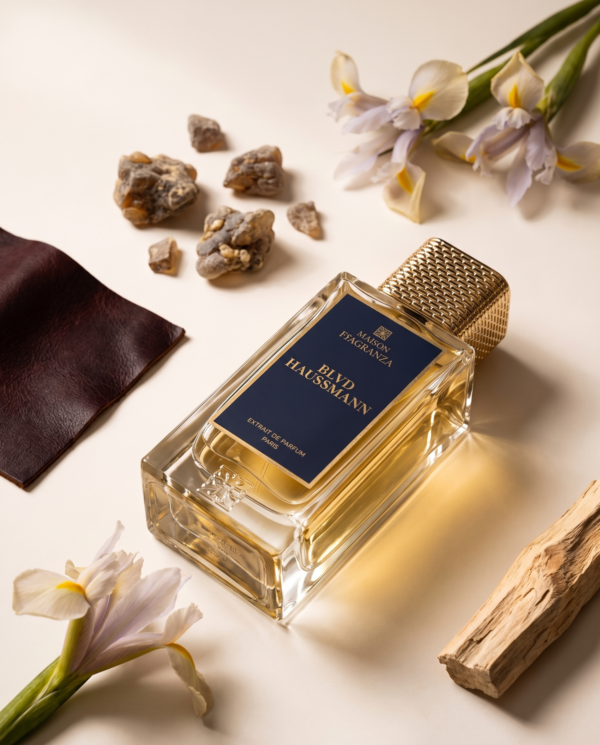 Blvd Haussmann - cuir, ambre gris et iris